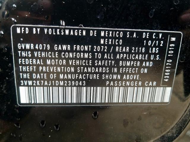 3VW2K7AJ1DM239043 - 2013 VOLKSWAGEN JETTA BASE  照片 10
