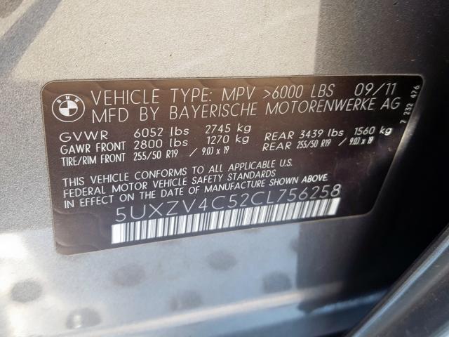 5UXZV4C52CL756258 - 2012 BMW X5 XDRIVE35I  foto 10