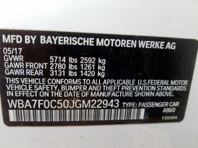 WBA7F0C50JGM22943 - 2018 BMW 750 I  photo 10
