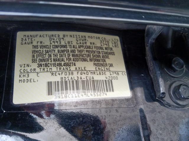 3N1BC11E49L455274 - 2009 NISSAN VERSA S  photo 10