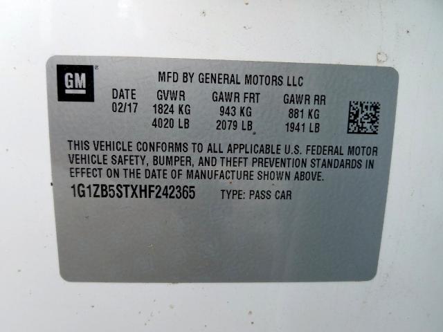 1G1ZB5STXHF242365 - 2017 CHEVROLET MALIBU LS  photo 10