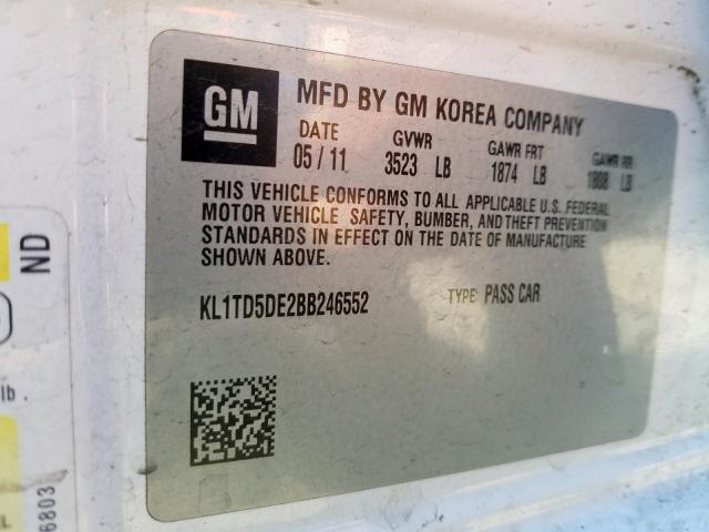 KL1TD5DE2BB246552 - 2011 CHEVROLET AVEO LS  ფოტო 10