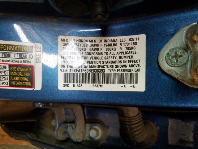 19XFA1F69BE038393 - 2011 HONDA CIVIC LX-S  foto 10