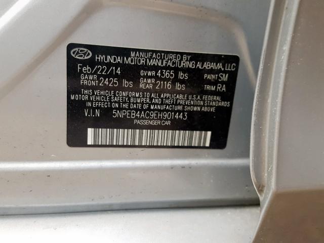 5NPEB4AC9EH901443 - 2014 HYUNDAI SONATA GLS  photo 10