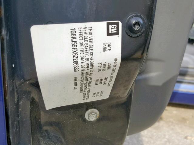 1G8AJ55FX6Z206839 - 2006 SATURN ION LEVEL 2  photo 10