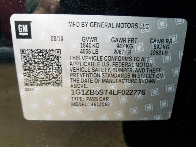 1G1ZB5ST4LF022776 - 2020 CHEVROLET MALIBU LS  photo 10