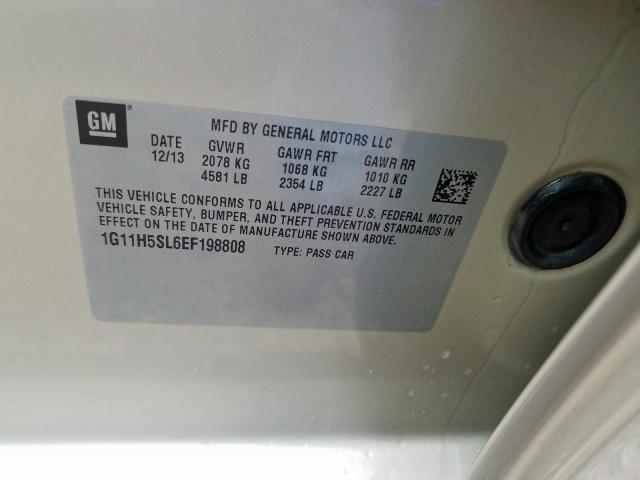 1G11H5SL6EF198808 - 2014 CHEVROLET MALIBU LTZ  ფოტო 10