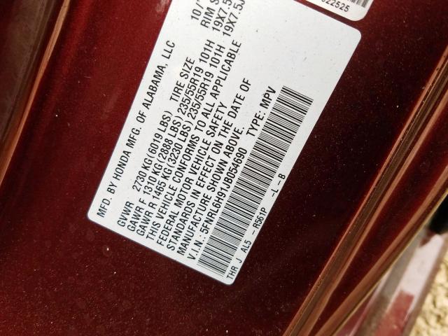 5FNRL6H91JB054690 - 2018 HONDA ODYSSEY ELITE  zdjęcie 10