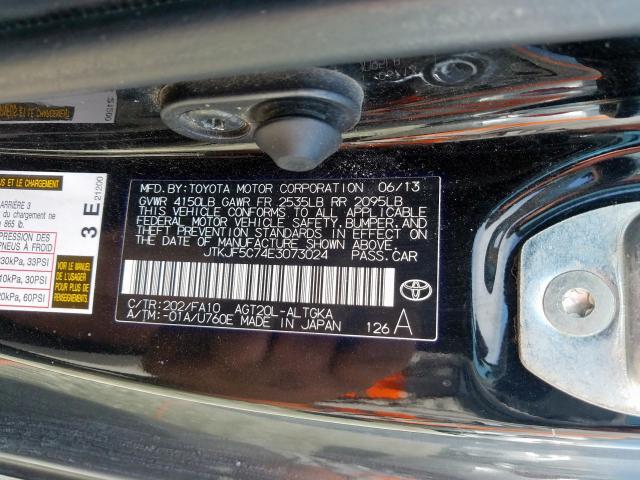 JTKJF5C74E3073024 - 2014 TOYOTA SCION TC  photo 10