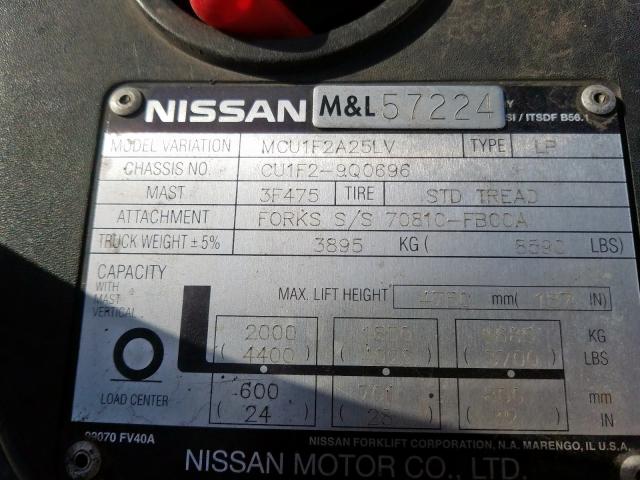 CU1F2900696 - 2009 NISSAN FORK LIFT  photo 9