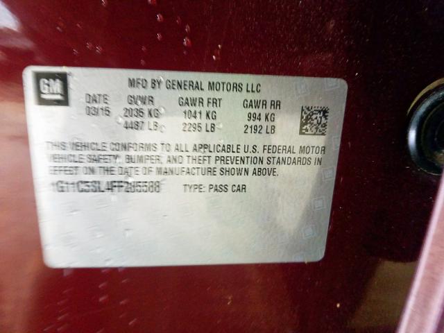 1G11C5SL4FF285588 - 2015 CHEVROLET MALIBU 1LT  照片 10