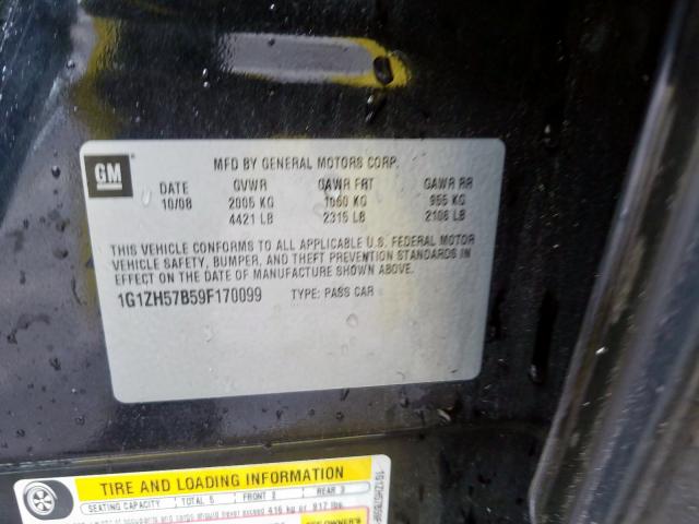 1G1ZH57B59F170099 - 2009 CHEVROLET MALIBU 1LT  照片 10