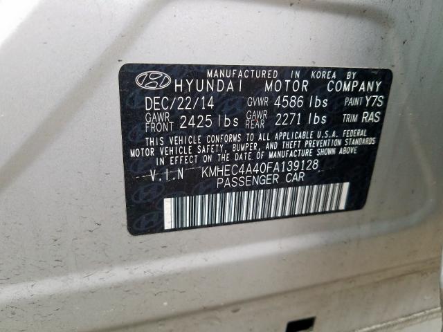 KMHEC4A40FA139128 - 2015 HYUNDAI SONATA HYBRID  photo 10