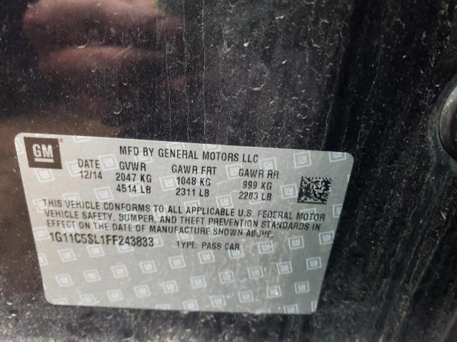 1G11C5SL1FF243833 - 2015 CHEVROLET MALIBU 1LT 黑色 照片 10