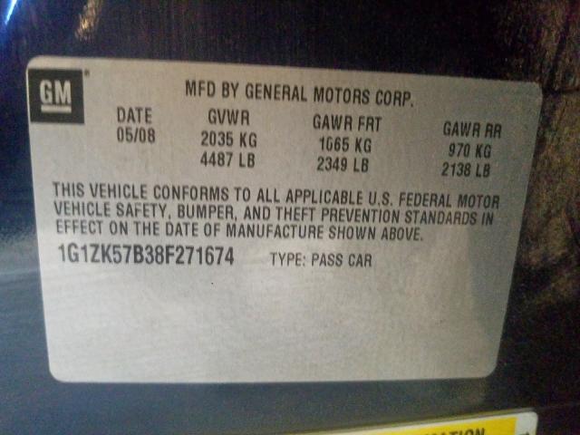 1G1ZK57B38F271674 - 2008 CHEVROLET MALIBU LTZ  ფოტო 10