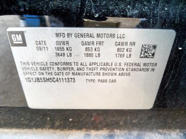 1G1JB5SH5C4111373 - 2012 CHEVROLET SONIC LS  照片 10