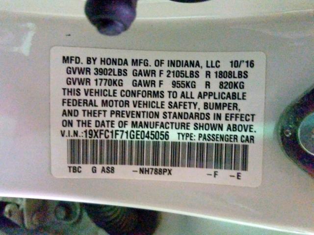 19XFC1F71GE045056 - 2016 HONDA CIVIC EXL  照片 10
