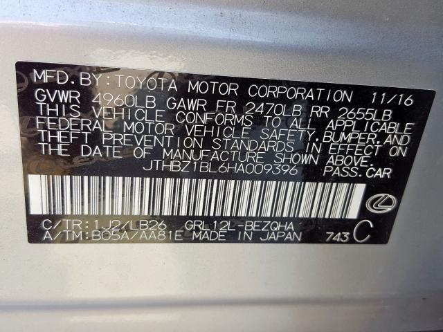 JTHBZ1BL6HA009396 - 2017 LEXUS GS 350 BASE  photo 10