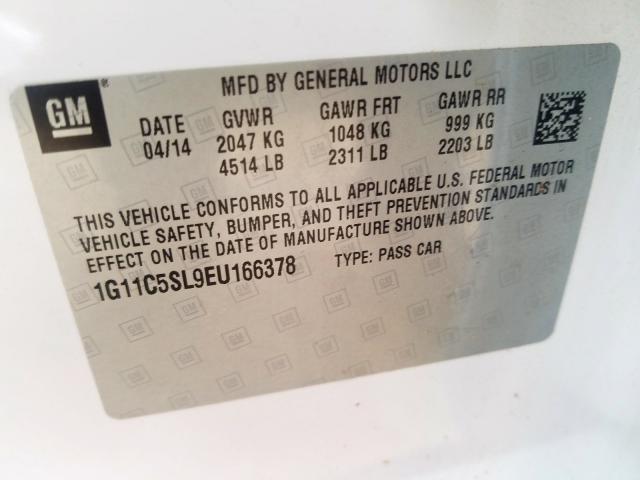 1G11C5SL9EU166378 - 2014 CHEVROLET MALIBU 1LT  照片 10