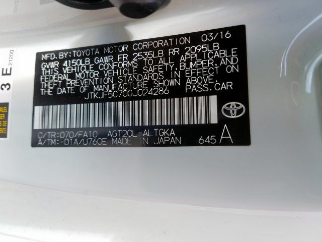 JTKJF5C70GJ024286 - 2016 TOYOTA SCION TC  ფოტო 10