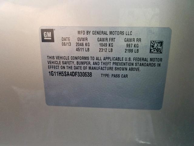 1G11H5SA4DF330638 - 2013 CHEVROLET MALIBU LTZ  ფოტო 10