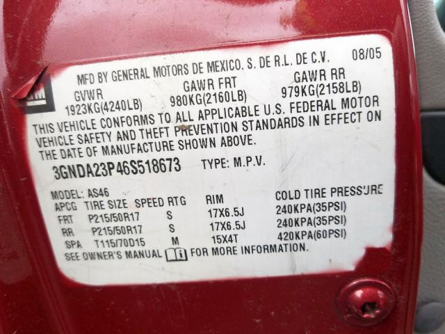 3GNDA33P27S547824 - 2007 CHEVROLET HHR LT  photo 10