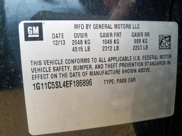 1G11C5SL4EF186896 - 2014 CHEVROLET MALIBU 1LT  照片 10