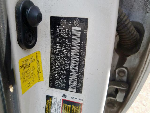 4T1BF3EK8BU778153 - 2011 TOYOTA CAMRY BASE  photo 10