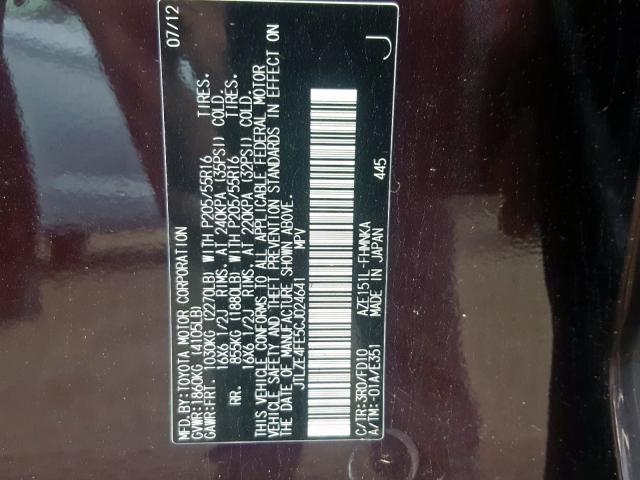 JTLZE4FE5CJ024641 - 2012 TOYOTA SCION XB  Foto 10