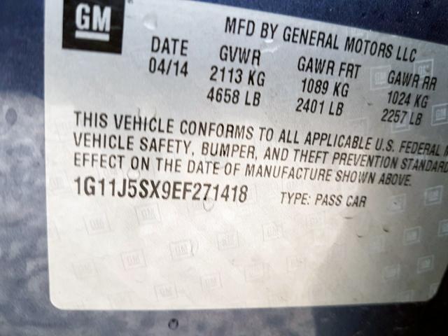 1G11J5SX9EF271418 - 2014 CHEVROLET MALIBU LTZ  照片 10