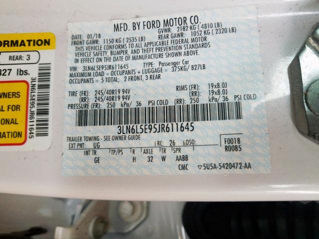 3LN6L5E95JR611645 - 2018 LINCOLN MKZ RESERVE  ფოტო 10