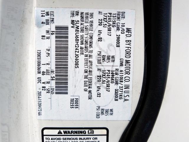 5LMEU68H24ZJ04085 - 2004 LINCOLN AVIATOR  foto 10