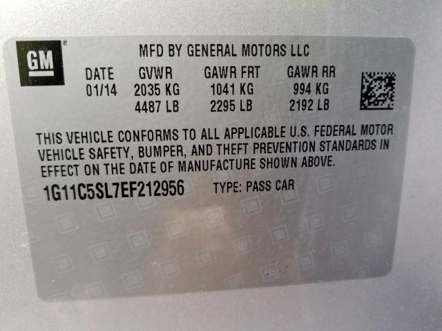 1G11C5SL7EF212956 - 2014 CHEVROLET MALIBU 1LT  照片 10