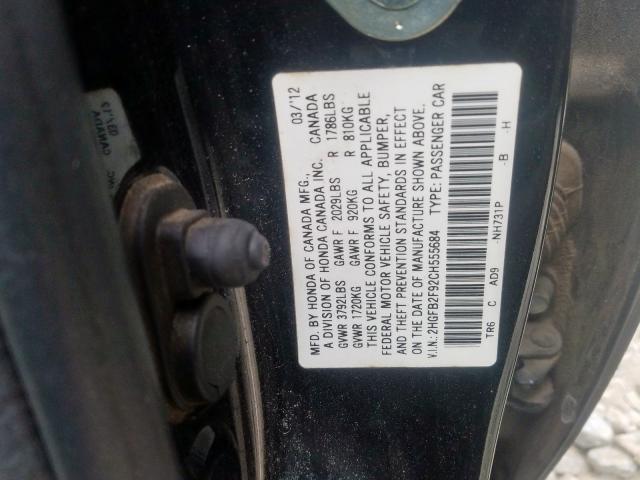2HGFB2F92CH555684 - 2012 HONDA CIVIC EXL  foto 10