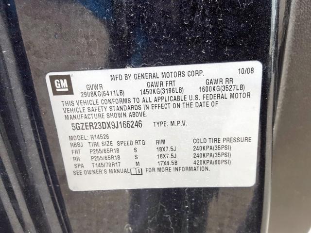 5GZER23DX9J166246 - 2009 SATURN OUTLOOK XR  ფოტო 10