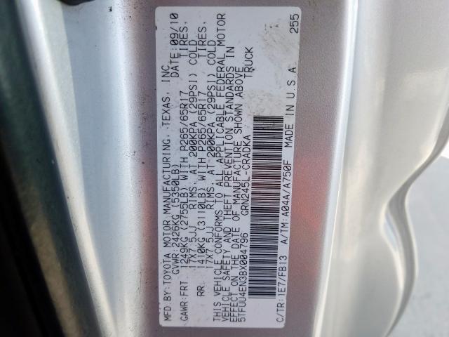 5TFUU4EN3BX004796 - 2011 TOYOTA TACOMA ACCESS CAB  ფოტო 10