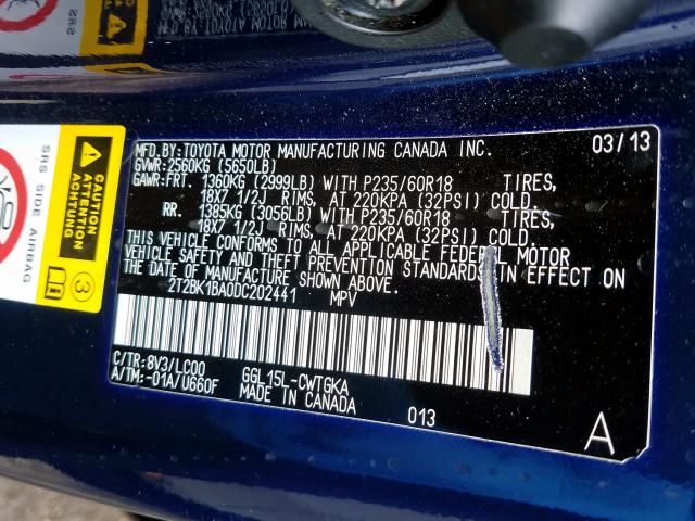 2T2BK1BA0DC202441 - 2013 LEXUS RX 350 BASE  photo 10