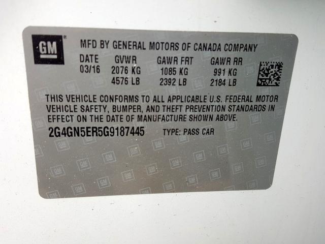 2G4GN5ER5G9187445 - 2016 BUICK REGAL PREMIUM  photo 10