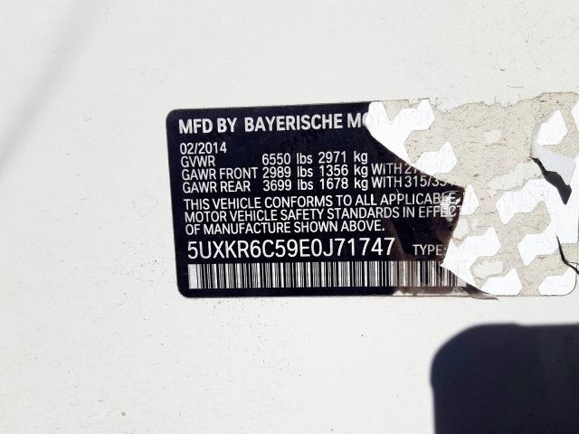 5UXKR6C59E0J71747 - 2014 BMW X5 XDRIVE50I  photo 10