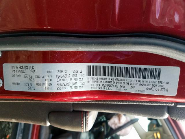 1C4PJMBS6FW674306 - 2015 JEEP CHEROKEE TRAILHAWK  照片 10