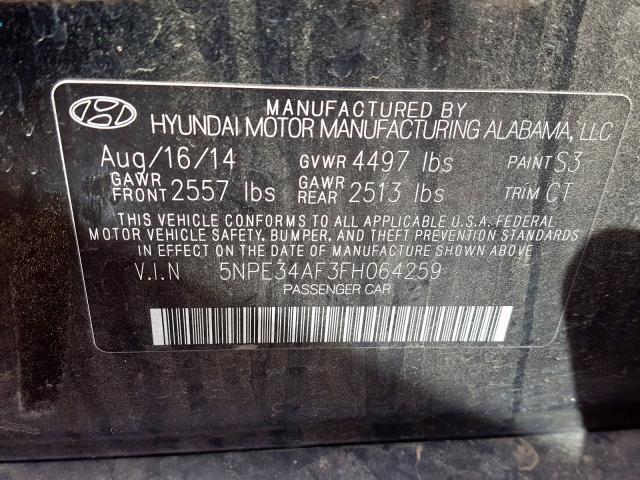 5NPE34AF3FH064259 - 2015 HYUNDAI SONATA SPORT  photo 10