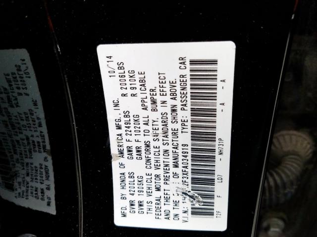 1HGCR2F3XFA034919 - 2015 HONDA ACCORD LX  photo 10