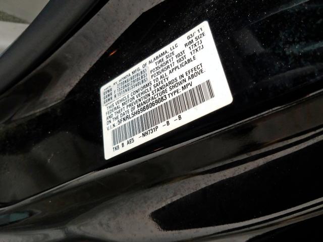 5FNRL5H69BB069083 - 2011 HONDA ODYSSEY EXL  photo 10