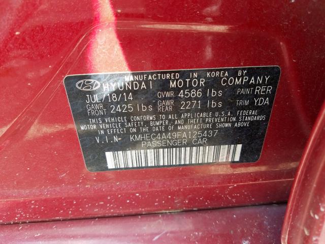 KMHEC4A49FA125437 - 2015 HYUNDAI SONATA HYBRID  photo 10