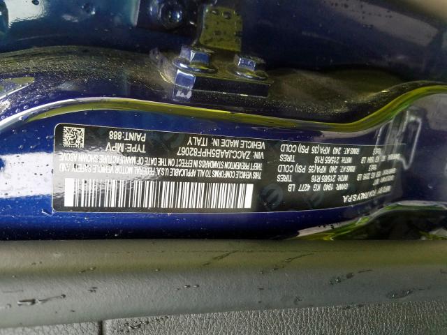 ZACCJAAB5HPF82067 - 2017 JEEP RENEGADE SPORT  լուսանկար 10