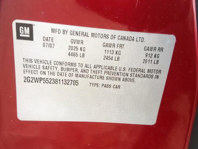 2G2WP552381132705 - 2008 PONTIAC GRAND PRIX  photo 10