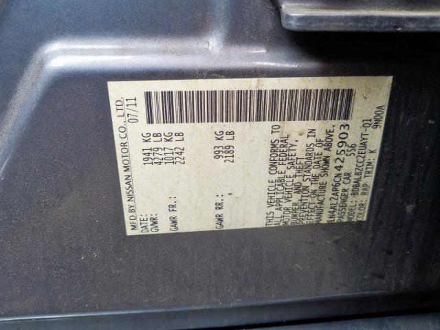 1N4AL2AP6CN425903 - 2012 NISSAN ALTIMA BASE  photo 10