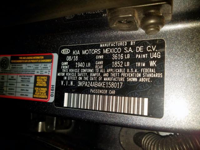 3KPA24AB4KE158017 - 2019 KIA RIO S  photo 10