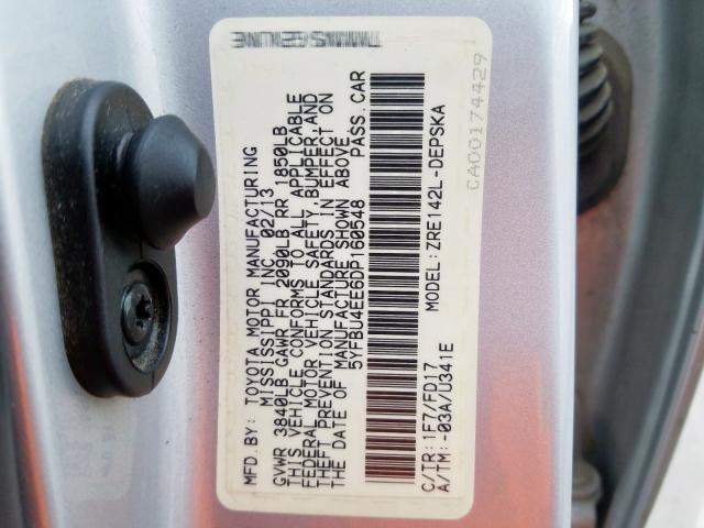 5YFBU4EE6DP160548 - 2013 TOYOTA COROLLA BASE  照片 10