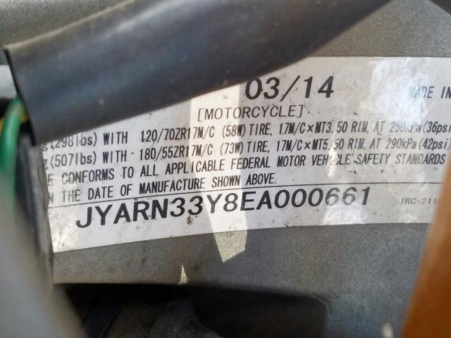 JYARN33Y8EA000661 - 2014 YAMAHA FZ09 C  photo 10